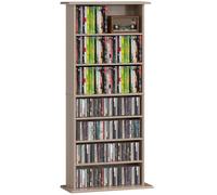 Homcom Scaffale per Cds e Dvd Porta Cd Stretti con 8 Scomparti Ripiani Regolabili per Soggiorno Ufficio 58X24X126,3 cm