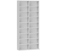 HOMCOM Scaffale per DVD, mobile porta CD, 14 ripiani regolabili, 18 scomparti, 175 cm, scaffale Blu-ray, pannello truciolare, bianco Aosom Italy