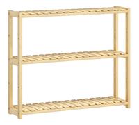 HOMCOM Scaffale per il Bagno a 3 Ripiani Regolabili in 5 Posizioni, in Bambù, 60x15x50 cm, color Legno