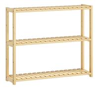 HOMCOM Scaffale per il Bagno a 3 Ripiani Regolabili in Bambù color Legno