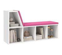 HOMCOM Scaffale per libri a 5 cubi con panca angolo lettura, Rosa | Libreria moderna con cuscino per seduta, Scaffale portoggetti, per ufficio domestico, studio