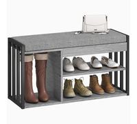 HOMCOM Scaffale per Scarpe con Panca, Scaffale per Corridoio per Scarpe, Mobile Portascarpe con Design a 3 Livelli, per Ingresso, Corridoio, Soggiorno, Camera da Letto, Grigio Aosom Italy
