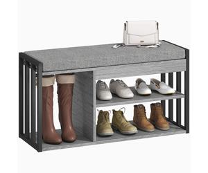 HOMCOM Scaffale per Scarpe con Panca, Scaffale per Corridoio per Scarpe, Mobile Portascarpe con Design a 3 Livelli, per Ingresso, Corridoio, Soggiorno, Camera da Letto, Grigio Aosom Italy