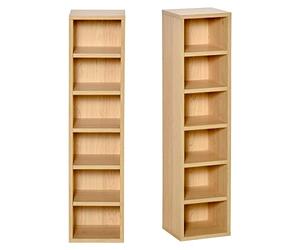 HOMCOM Scaffale Porta CD Set di 2 Pezzi con 6 ripiani 102 CD da Casa in Legno MDF 21 x 19.2 x 88.3cm Legno naturale