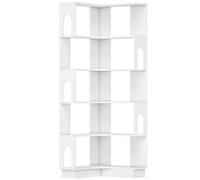 HOMCOM Scaffale Portaoggetti a 6 livelli, Libreria ad Angolo con Pannelli Laterali ad Arco, 60x60x165,5 cm, Bianco Aosom Italy