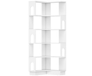 HOMCOM Scaffale Portaoggetti a 6 livelli, Libreria ad Angolo con Pannelli Laterali ad Arco, 60x60x165,5 cm, Bianco Aosom Italy