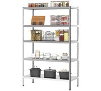 HOMCOM Scaffale Portaoggetti da Cucina a 5 Livelli in Acciaio Inox 201 Argento