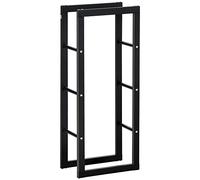HOMCOM Scaffale portare legna per camino interno ed esterno carico massimo 100 kg dimensioni 40L x 25L x 100H cm metallo nero