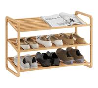 HOMCOM Scaffale Scarpiera a 3 Livelli per 12 Scarpe in Bambù, Mobile Scaffale con Ripiani a Doghe per Ingresso e Camera da Letto, 76x33x50.8 cm, Colore Legno Naturale