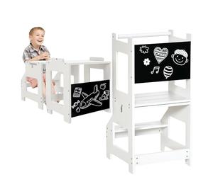 HOMCOM Scala Montessori 2 in 1 in MDF Staccabile 3-6 Anni Bianco