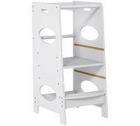 HOMCOM Scala Montessori per Bambini a 3 Gradini 3-6 Anni con Altezza Regolabile e Piattaforma rimovibile in MDF,40x50x90cm, Grigio Aosom Italy