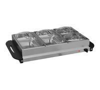 HOMCOM Scaldavivande Piastra Calda 300W Acciaio Inossidabile | 6.8L, Termostato regolabile, Piatto scaldavivande, per feste, buffet, pasti in famiglia