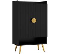 HOMCOM Scarpiera 2 ante con 4 ripiani una nicchia e un vassoio - 3 ripiani regolabili in altezza - 60 x 33 x 100 cm nero