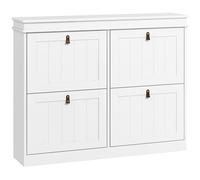 HOMCOM Scarpiera 20 paia, scarpiera moderna stretta con 4 cassetti ribaltabili e ripiani regolabili, per corridoio e ingresso, 105 x 24 x 82,5 cm, bianco