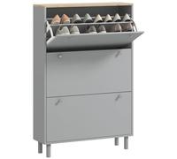HOMCOM Scarpiera 24 paia, scarpiera stretta, mobile da corridoio con 3 cassetti ribaltabili e ripiani regolabili, per corridoio e corridoio, 80x23,5x121cm, grigio