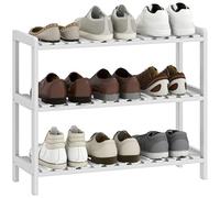 HOMCOM Scarpiera, 3 livelli, scarpiera in pino con 3 ripiani a doghe, per soggiorno, corridoio, 70 x 26 x 57,5 cm, bianco