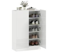 HOMCOM Scarpiera a 2 ante con chiusura morbida, scarpiera ingresso con ripiani regolabili, fori di ventilazione, per 20 paia di scarpe, 72 x 34,5 x 103 cm, bianco lucido