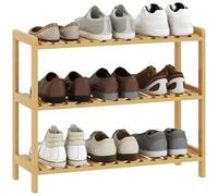 HOMCOM Scarpiera a 3 livelli, scarpiera in bambù, per 9 paia di scarpe, per ingresso, corridoio, camera da letto, 70x26x57,5 cm, Naturale, Naturale