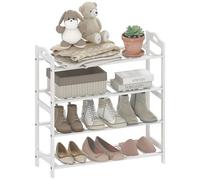 HOMCOM Scarpiera a 4 livelli, libreria per scarpe in bambù per 12 paia di scarpe per ingresso corridoio camera da letto, 67,5 x 24,7 x 72 cm, bianco