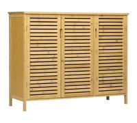 HOMCOM Scarpiera a 8 Ripiani su 3 Livelli con Maniglie, Mobile Scarpiera in Bambù per Soggiorno e Ingresso, 100x35x80 cm, Colore Legno