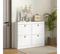 Homcom Scarpiera Bianca Mobili con 4 Porte Pieghevoli 105X24X82,5 cm