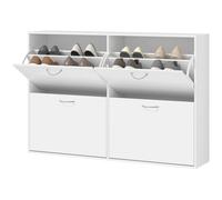 HOMCOM Scarpiera Salvaspazio Slim in Legno, Scarpiera da Ingresso Portascarpe 16-24 Paia con 4 Ante a Ribalta per Casa e Camera da Letto, 120x24x81 cm, Bianco