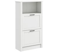HOMCOM Scarpiera con 2 porte Scarpiera da ingresso con ripiani regolabili e scomparto aperto per 10 paia di scarpe 58x24x105 cm Bianco