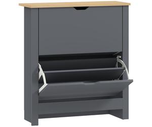 HOMCOM Scarpiera con 2 Scomparti Ribaltabili, Divisorio Regolabile per 8-12 Paia di Scarpe, 72x26x80 cm, Grigio Scuro Aosom Italy