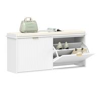 HOMCOM Scarpiera con cuscino imbottito e cassetto ribaltabile, scarpiera fino a 240 kg, per corridoio, ingresso e portico, 104 x 26 x 47,5 cm, bianco