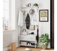 Homcom Scarpiera con Scarpiera, Ganci, Cassetti, Bar e Portaoggetti per Ingresso Corridoio Soggiorno 80X30X180,5 cm