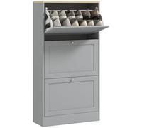 HOMCOM Scarpiera da 18 paia, armadio per scarpe stretto moderno, con 3 cassetti pieghevoli e ripiani regolabili, per corridoio e ingresso, 60 x 23,5 x 115 cm, grigio