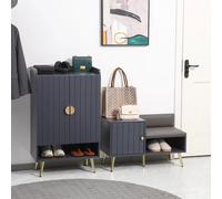 HOMCOM scarpiera da banco con sedile cuscino e ripiano aperto 80x33x49 cm grigio