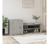 HOMCOM Scarpiera grigio cemento, 130 x 35 x 54 cm, materiale in legno, con 2 scomparti, porta e piano superiore stabile per corridoio, ingresso