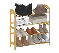 HOMCOM Scarpiera in bambù, 4 livelli, scarpiera per 12 paia di scarpe, scaffale per ingresso, corridoio, soggiorno, 67,5 x 24,7 x 72 cm, effetto legno naturale