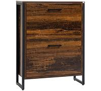 HOMCOM Scarpiera industriale con 2 cassetti ribaltabili, scarpiera stretta per 12 paia, scarpiera autoportante sottile per ingresso, corridoio, marrone rustico