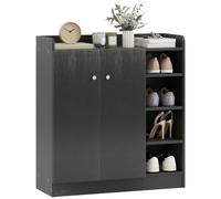 HOMCOM Scarpiera Ingresso 4 Ripiani Aperti 83x30x90 cm Nero | Scarpiera Armadio Multiuso, Armadietto a 2 Ante, Ripiani Regolabili, Porta Scarpe Salvaspazio per 12 Paia