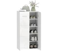 HOMCOM Scarpiera Ingresso con 5 Ripiani, Scarpiera Armadio Moderno a 2 Ante con Ripiani Regolabili Rimovibili, Porta Scarpe Salvaspazio per 10 Paia per Corridoio, 55x36x108 cm, Bianco Lucido