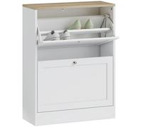 Homcom Scarpiera Ingresso Corridoio con 2 ante Ripiani Regolabili per 12 Paia di Scarpe 60X23,5X80 cm Bianco
