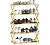 HOMCOM Scarpiera Ingresso Pieghevole 5 Livelli 60x29x88 cm Color Legno | Bambù, Pronto all'Uso, Scaffale Portascarpe Salvaspazio, 15 Paia, Ingresso Soggiorno Corridoio