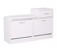 HOMCOM Scarpiera Moderna con Panca Imbottita per 12 Paia di Scarpe, Mobile da Ingresso con Scarpiera, Legno, Elegante, Capiente, 94,5x57x30 cm, Bianco
