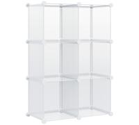 HOMCOM Mobile Scarpiera Modulare Salvaspazio per Interni con Design Impilabile, 6 Cubi in Plastica PP, 65x32x95cm, Trasparente