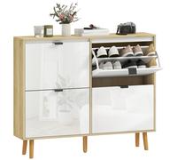 HOMCOM Scarpiera Moderna Slim Cassetti Ribaltabili Bianco