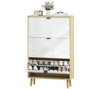HOMCOM Scarpiera Moderna Slim Cassetti Ribaltabili Bianco