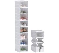 HOMCOM Scarpiera Modulabile con 8 Contenitori per Scarpe Impilabili, Organizer per Scarpe Pieghevole Salvaspazio con Pannello Trasparente, Senza Montaggio, Bianco