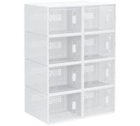 HOMCOM Scarpiera Modulare con 8 Cubi, 25x35x19 cm, Bianco e Trasparente | Contenitori, Porta Magnetica, Cubi Portaoggetti in PP, Scarpiera Plastica