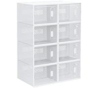 HOMCOM Scarpiera Modulare con 8 Cubi Contenitori e Porta Magnetica, Cubi Portaoggetti in PP, 25x35x19 cm, Bianco e Trasparente