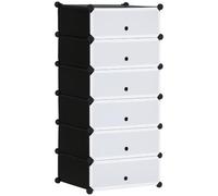 HOMCOM Scarpiera Modulare Salvaspazio, 49x36.5x108 cm, Nero e Trasparente | 6 Scatole 45x35x17 cm, Cubi Portaoggetti, in Plastica PP e Acciaio