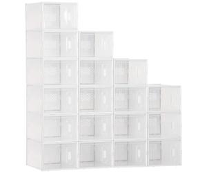 HOMCOM Scarpiera Modulare, Scarpiera Salvaspazio Modulare in Plastica PP, 18 Box Trasparenti 25x35x19 cm per Scarpe max 43 EU