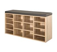 HOMCOM Scarpiera multi-storage con 14 scomparti cuscino ripiani mobili telaio solido pad piedi casa ufficio ordinato organizzazione stivali scarpe da ginnastica marrone