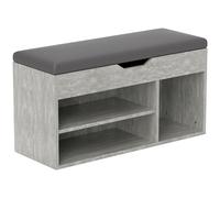 HOMCOM Scarpiera Salvaspazio a 3 Ripiani Aperti in Legno e Pelle PU Grigio